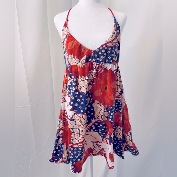 Free People Dresses & Skirts - Free People Floral Lyocell Blend Braided Strap Babydoll Mini Dress Size Large